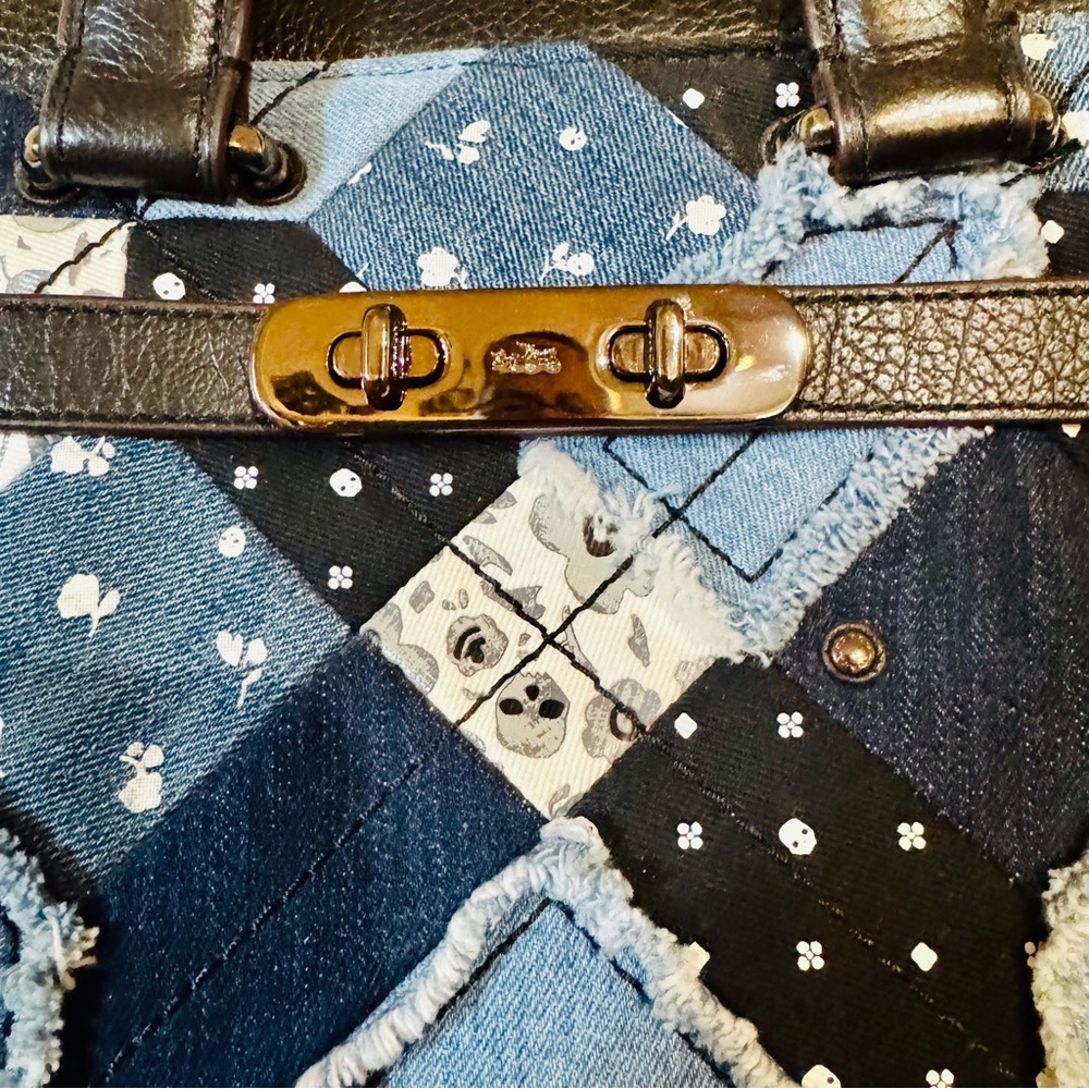 Coach 2016 Swagger 27 Canyon Quilt Denim Patchwork 2-way bag Pebble Leather-NWOT - Picture 3 of 16